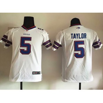 Youth Buffalo Bills #5 Tyrod Taylor White Road NFL Nike Game Jersey