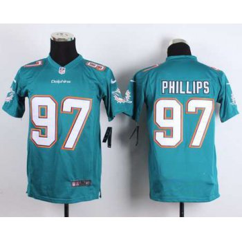 Youth Miami Dolphins #97 Jordan Phillips Nike Aqua Green Game Jersey