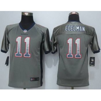 Youth New England Patriots #11 Julian Edelman Nike Drift Fashion Gray Jersey