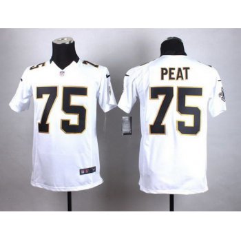 Youth New Orleans Saints #75 Andrus Peat Nike White Game Jersey