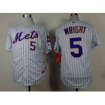 Youth New York Mets #5 David Wright White Pinstripe Jersey