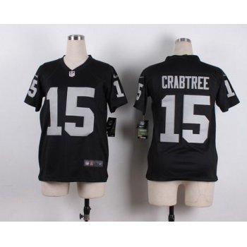 Youth Oakland Raiders #15 Michael Crabtree Nike Black Game Jersey