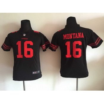 Youth San Francisco 49ers #16 Joe Montana 2015 Nike Black Game Jersey