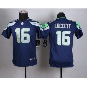 Youth Seattle Seahawks #16 Tyler Lockett Nike Navy Blue Game Jersey