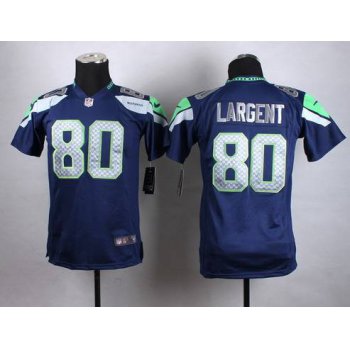 Youth Seattle Seahawks #80 Steve Largent Nike Navy Blue Game Jersey