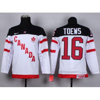 2014/15 Team Canada #16 Jonathan Toews White 100TH Kids Jersey