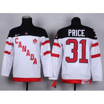 2014/15 Team Canada #31 Carey Price White 100TH Kids Jersey