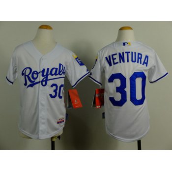 Kansas City Royals #30 Yordano Ventura White Kids Jersey