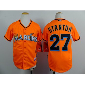 Miami Marlins #27 Mike Stanton Orange Kids Jersey