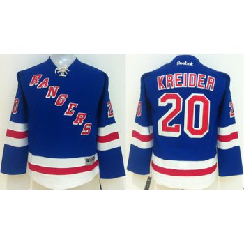 New York Rangers #20 Chris Kreider Light Blue Kids Jersey