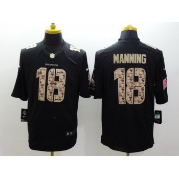 Nike Denver Broncos #18 Peyton Manning Salute to Service Black Limited Kids Jersey