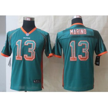 Nike Miami Dolphins #13 Dan Marino Drift Fashion Green Kids Jersey