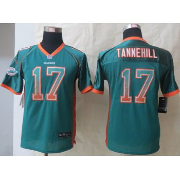 Nike Miami Dolphins #17 Ryan Tannehill Drift Fashion Green Kids Jersey