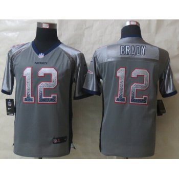 Nike New England Patriots #12 Tom Brady Drift Fashion Gray Kids Jersey