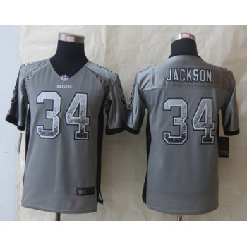 Nike Oakland Raiders #34 Bo Jackson Drift Fashion Gray Kids Jersey