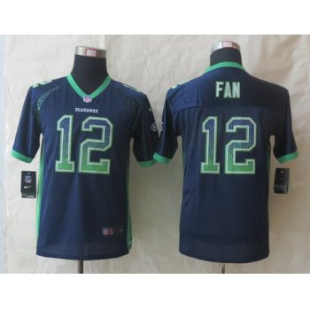 Nike Seattle Seahawks #12 Fan Drift Fashion Blue Kids Jersey