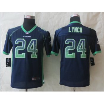 Nike Seattle Seahawks #24 Marshawn Lynch Drift Fashion Blue Kids Jersey