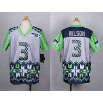 Nike Seattle Seahawks #3 Russell Wilson 2015 Noble Fashion Kids Jersey