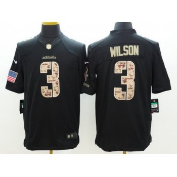 Nike Seattle Seahawks #3 Russell Wilson Salute to Service Black Limited Kids Jersey