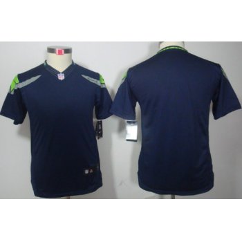 Nike Seattle Seahawks Blank Navy Blue Limited Kids Jersey