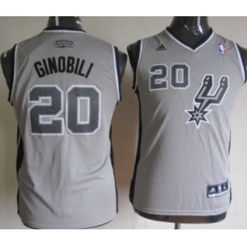 San Antonio Spurs #20 Manu Ginobili Gray Kids Jersey