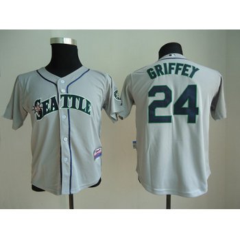 Seattle Mariners #24 Ken Griffey Gray Kids Jersey