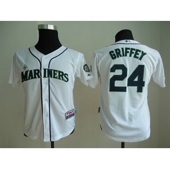 Seattle Mariners #24 Ken Griffey White Kids Jersey