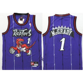 Toronto Raptors #1 Tracy McGrady Hardwood Classic Purple Swingman Kids Jersey