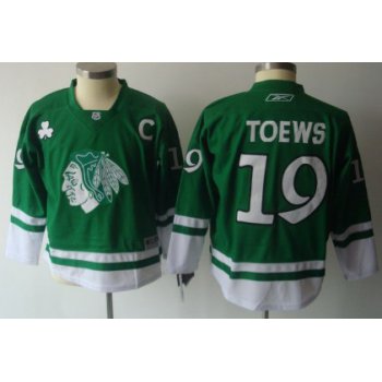 Chicago Blackhawks #19 Janathan Toews St. Patrick's Day Green Kids Jersey