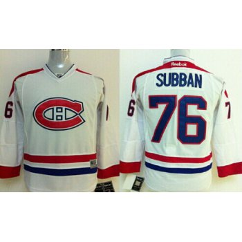 Montreal Canadiens #76 P.K. Subban White Kids Jersey