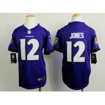 Nike Baltimore Ravens #12 Jacoby Jones 2013 Purple Game Kids Jersey