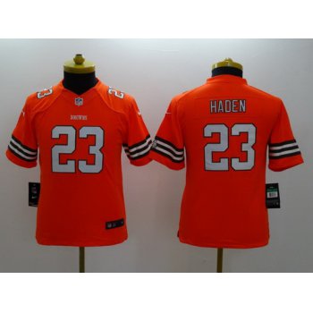 Nike Cleveland Browns #23 Joe Haden Orange Limited Kids Jersey