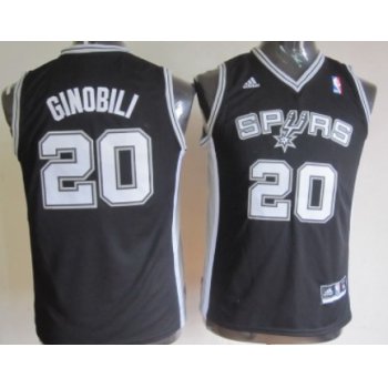 San Antonio Spurs #20 Manu Ginobili Black Kids Jersey