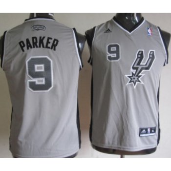 San Antonio Spurs #9 Tony Parker Gray Kids Jersey