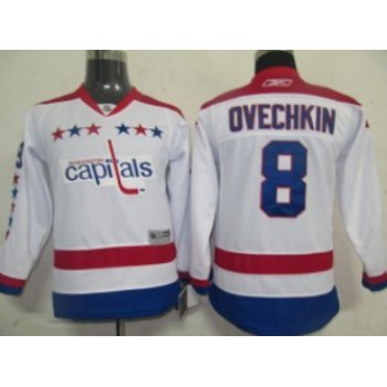 Washington Capitals #8 Alex Ovechkin White Third Kids Jersey