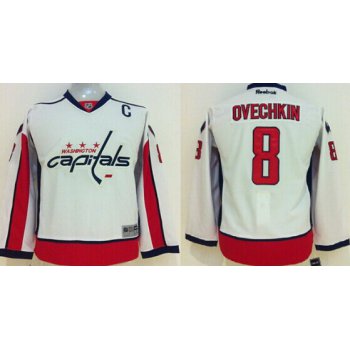 Washington Capitals #8 Alex Ovechkin White Winter Kids Jersey