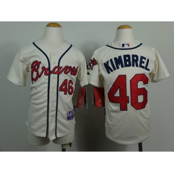 Atlanta Braves #46 Craig Kimbrel Cream Kids Jersey