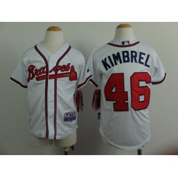 Atlanta Braves #46 Craig Kimbrel White Kids Jersey