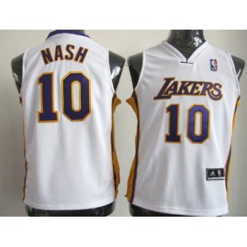 Los Angeles Lakers #10 Steve Nash White Kids Jersey