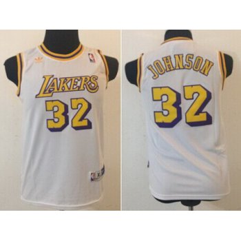 Los Angeles Lakers #32 Magic Johnson White Swingman Throwback Kids Jersey