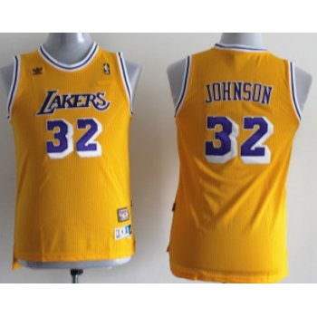 Los Angeles Lakers #32 Magic Johnson Yellow Swingman Throwback Kids Jersey