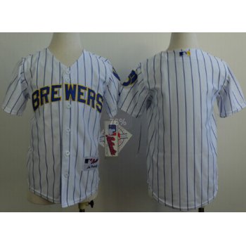 Milwaukee Brewers Blank White Pinstripe Kids Jersey