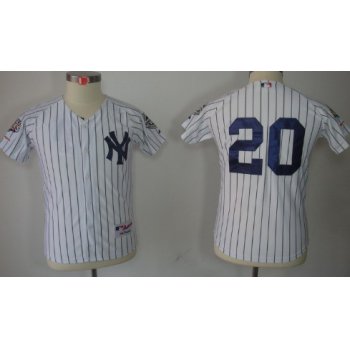 New York Yankees #20 Jorge Posada White Kids Jersey