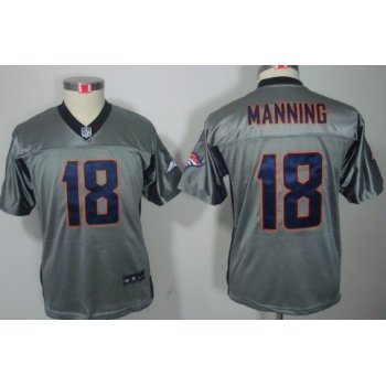 Nike Denver Broncos #18 Peyton Manning Gray Shadow Kids Jersey