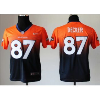 Nike Denver Broncos #87 Eric Decker Orange/Blue Fadeaway Kids Jersey