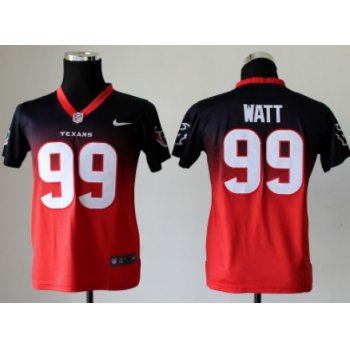 Nike Houston Texans #99 J.J. Watt Blue/Red Fadeaway Kids Jersey