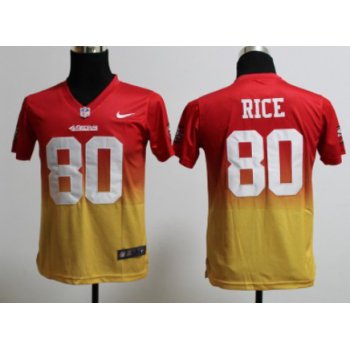 Nike San Francisco 49ers #80 Jerry Rice Red/Gold Fadeaway Kids Jersey