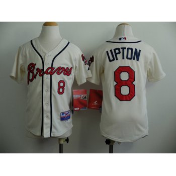 Atlanta Braves #8 Justin Upton Cream Kids Jersey