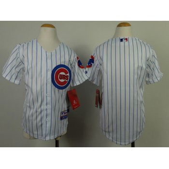 Chicago Cubs Blank White Pinstirpe Kids Jersey