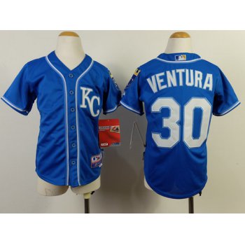 Kansas City Royals #30 Yordano Ventura 2014 Blue Kids Jersey